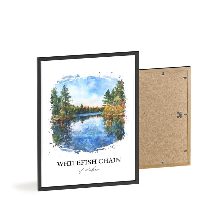 Whitefish Chain of Lakes Art, Crosslake MN Print, Minnesota Watercolor Art, Minnesota Gift, Travel Print, Travel Poster, Housewarming Gift