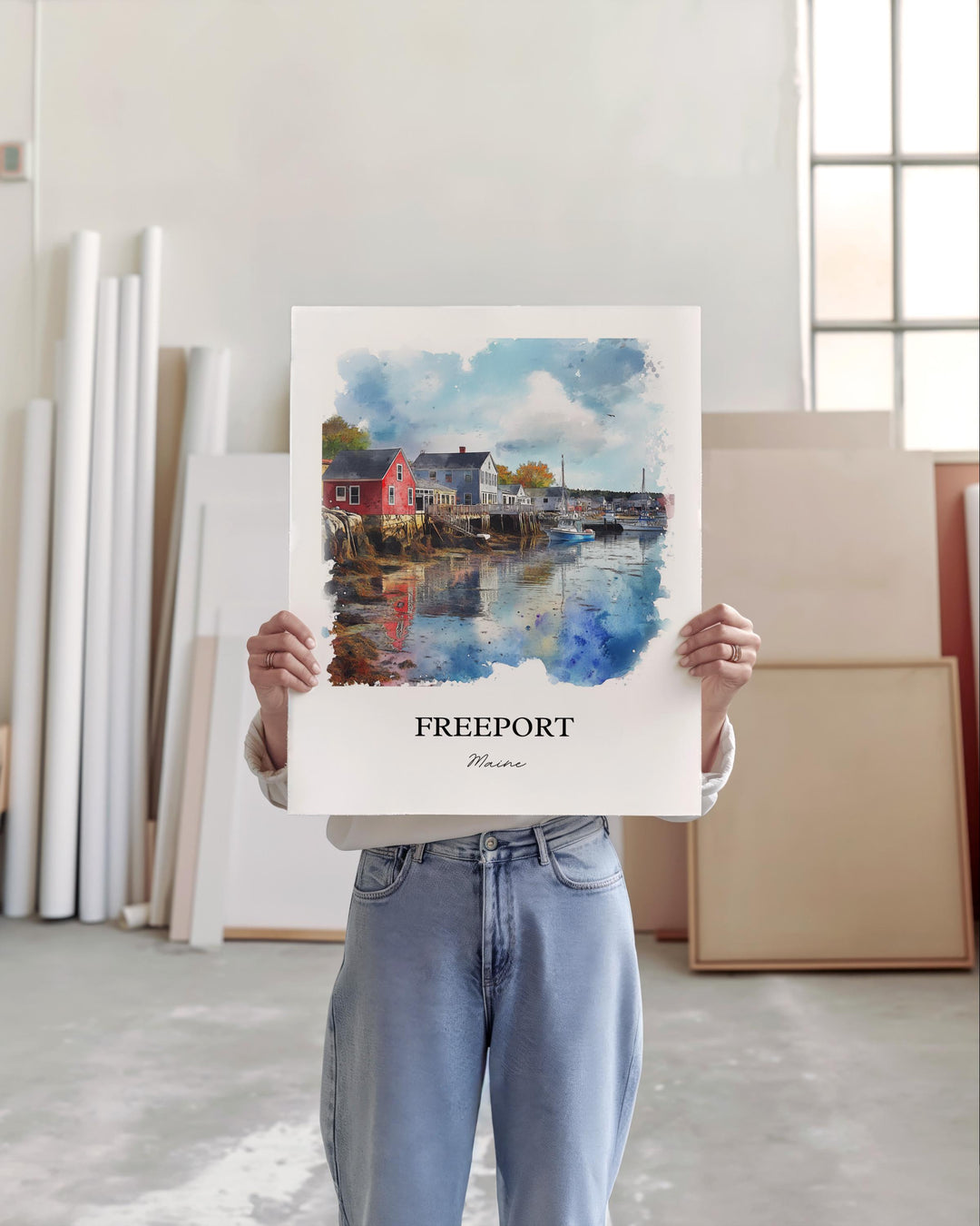Freeport, Maine, Maine – Watercolor Art Print