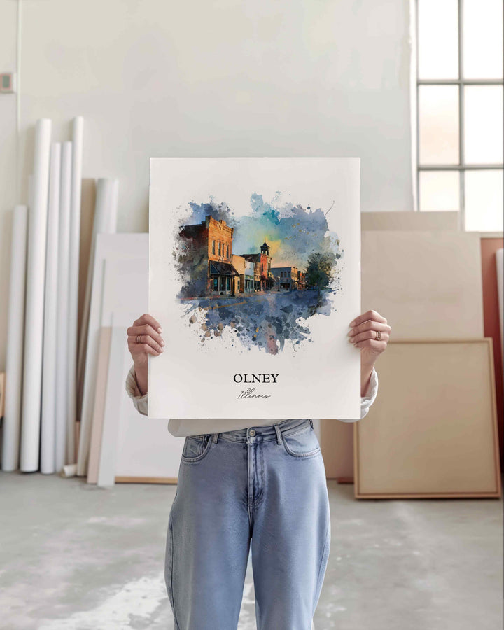 Olney, Illinois – Watercolor Art Print