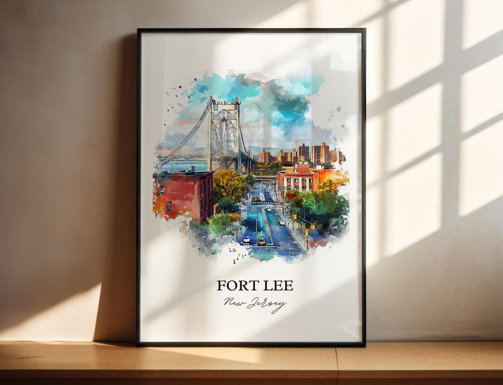 Fort Lee, New Jersey, USA – Watercolor Art Print of GW Bridge