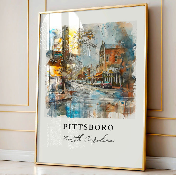 Pittsboro NC Art, Chatham County Print, Pittsboro Watercolor Art, Pittsboro NC Gift,