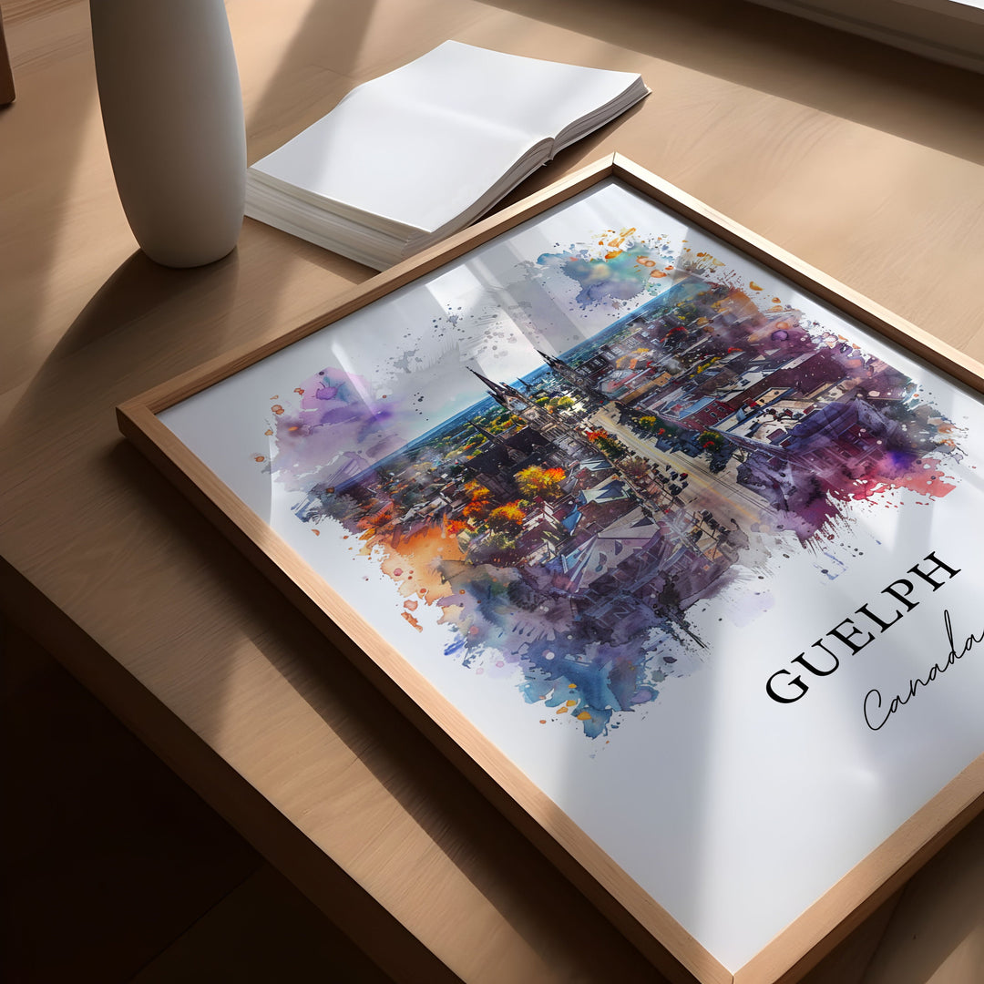 Guelph Wall Art, Guelph Ontario Print, Guelph Watercolor, Guelph Canada Gift, Travel Poster, Housewarming Gift