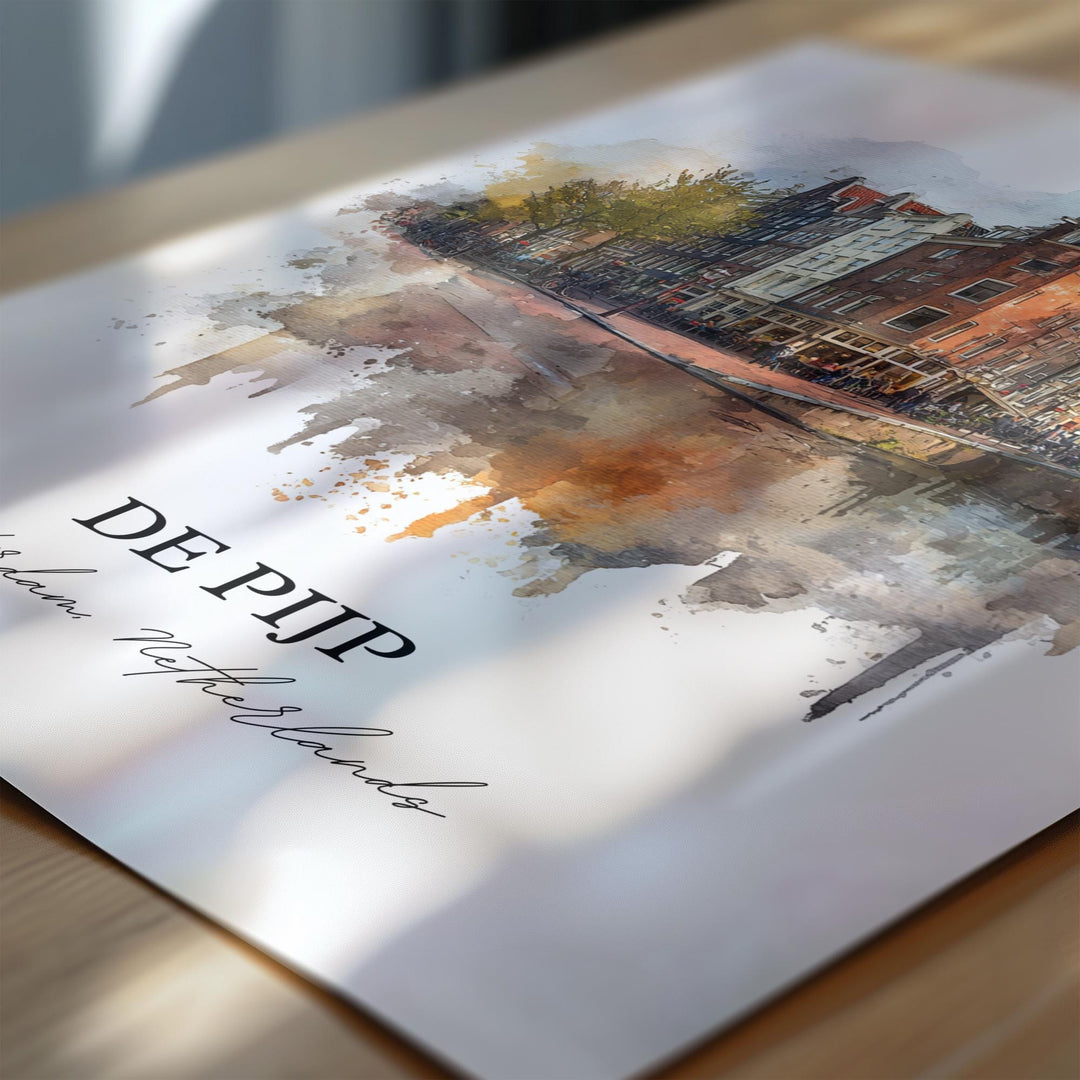 De Pijp Wall Art, Amsterdam Print, Amsterdam Watercolor Art, Amsterdam NLD Gift, Netherlands Travel Print, Travel Poster, Housewarming Gift