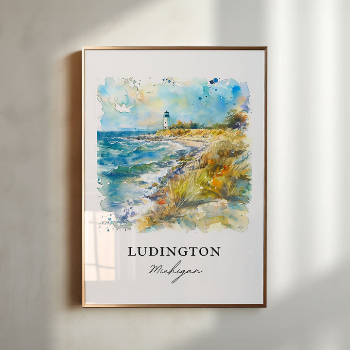 Ludington MI Wall Art, Ludington Print, Ludington Watercolor, Ludington Michigan Gift,