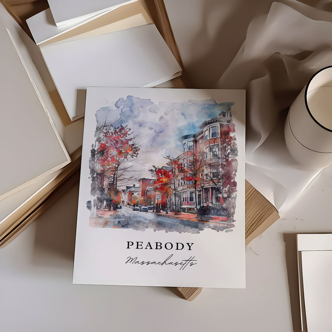 Peabody MA Wall Art, Peabody Print, Massachusetts Wall Art, Peabody Gift, Travel Print, Travel Poster, Travel Gift, Housewarming Gift