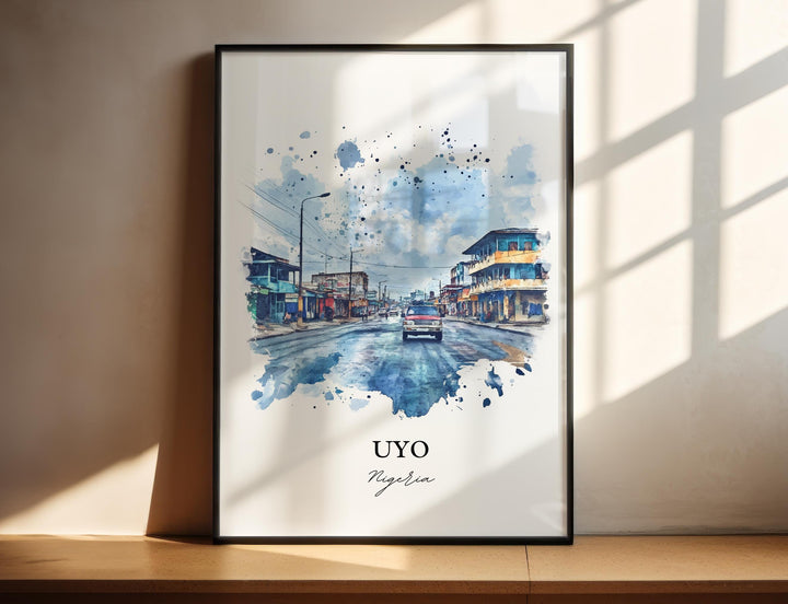 Uyo Nigeria Wall Art, Nigeria Africa Print, Nigeria Watercolor Art, Uyo Nigeria Gift, Travel Print, Travel Poster, Housewarming Gift