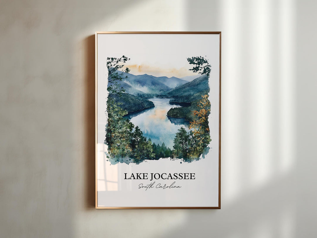 Lake Jocassee Wall Art, Pickens SC Print, South Carolina Watercolor, Lake Jocassee SC Gift, Travel Print, Travel Poster, Housewarming Gift