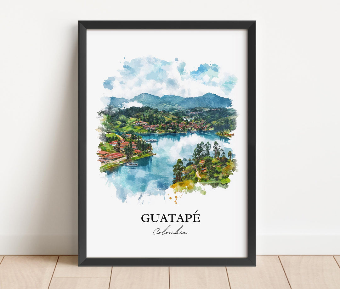 Guatapé Wall Art, Medellín Print, Colombia Watercolor Art, Guatapé Gift, Travel Print, Travel Poster, Housewarming Gift