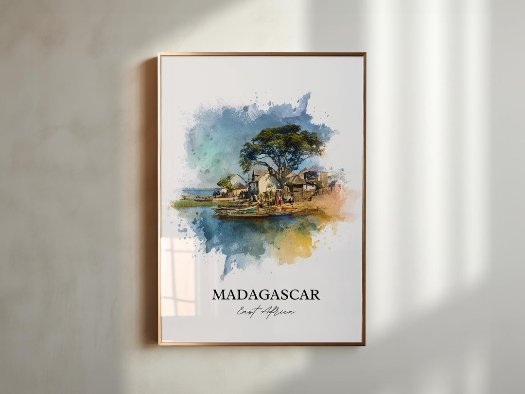 Madagascar Wall Art, Madagascar Print, Africa Watercolor Art, Eastern Africa Gift, Travel Print, Madagascar Travel Poster, Housewarming Gift