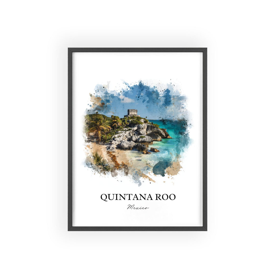 Quintana Roo Wall Art, Quintana Roo Print, Mexico Watercolor Art, Quintana Roo Gift, Mexico Travel Print, Travel Poster, Housewarming Gift