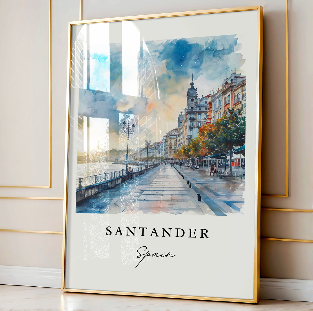 Santander Spain wall art - Spain, Santander print, Santander Espana Wedding gift, Birthday present, Custom Text, Perfect Gift