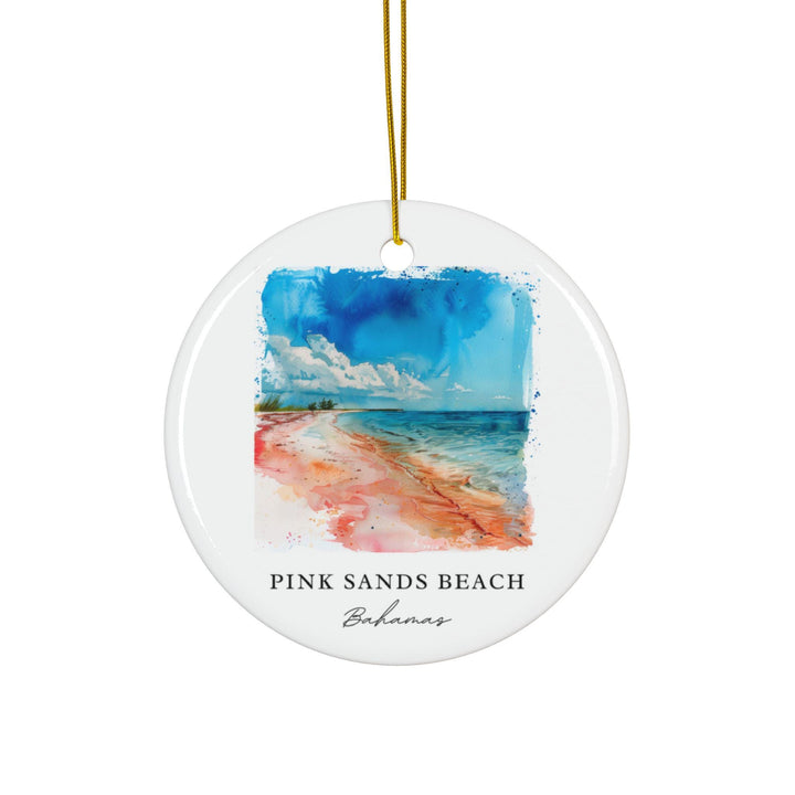 Pink Sands Beach Ornament: Unique Bahamas Souvenir, Bahamas Xmas Decor, and Authentic Pink Sands Beach Gift