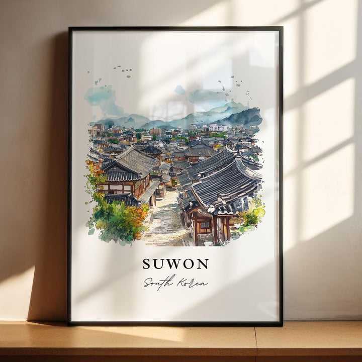 Suwon-Si Wall Art, Suwon South Korea Print, Suwon-Si Watercolor Art, Gyeonggi Province Gift,