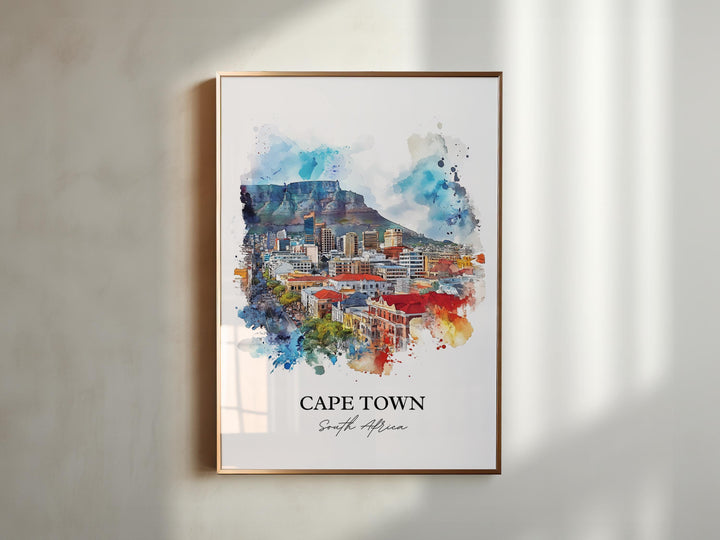 Cape Town Wall Art, Cape Town Print, South Africa Watercolor Art, Cape Town Gift, Travel Print, Travel Poster, Housewarming Gift