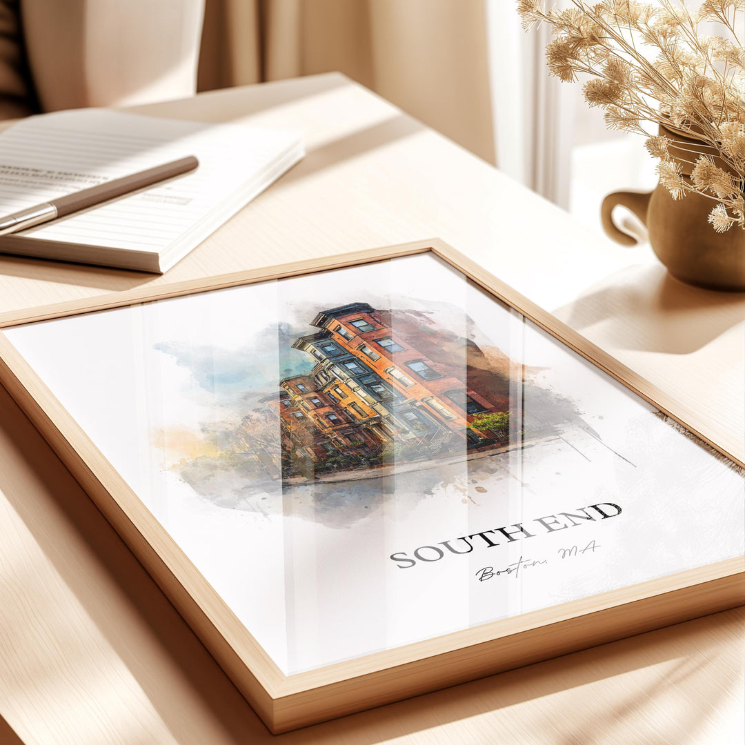 South End, Massachusetts – Watercolor Art Print