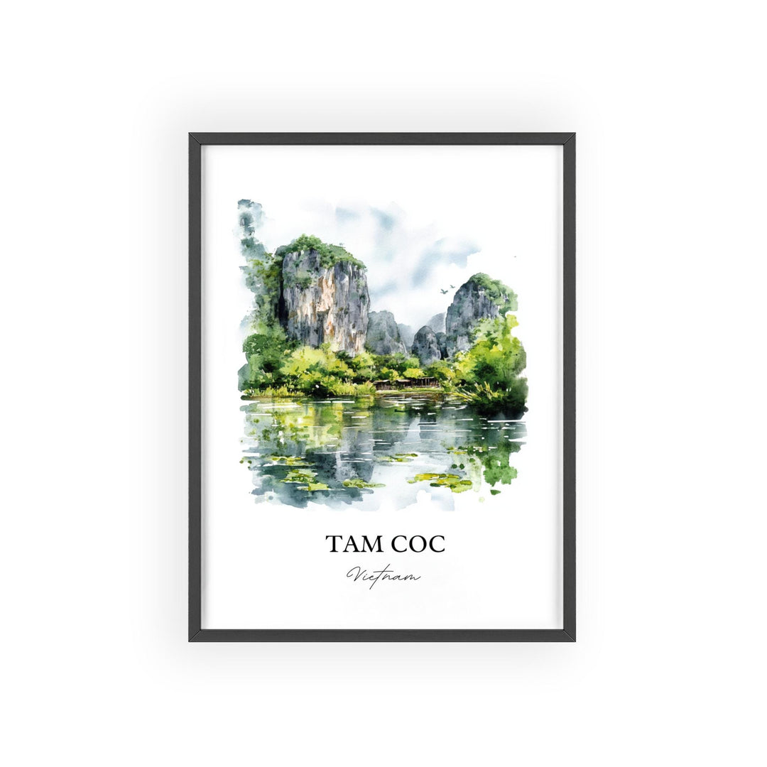 Tam Coc Wall Art, Ninh Bình Print, Vietnam Watercolor Art, Tam Coc Vietnam Gift, Travel Print, Travel Poster, Housewarming Gift