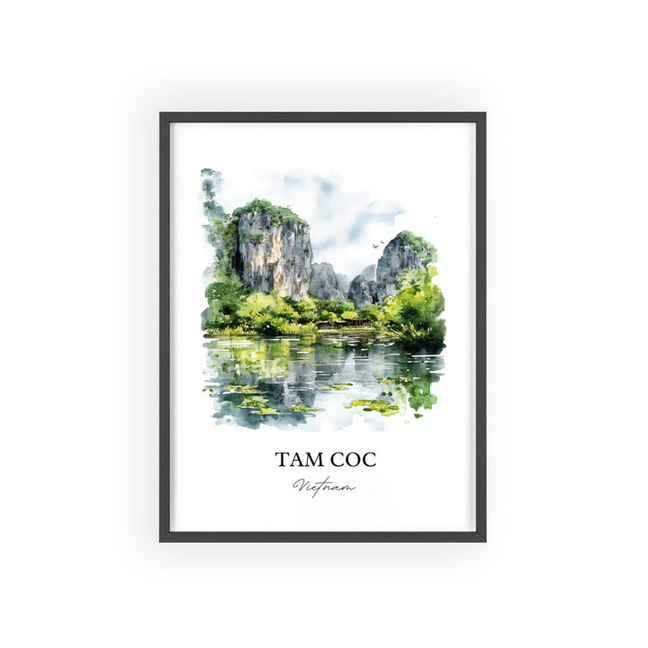 Tam Coc Wall Art, Ninh Bình Print, Vietnam Watercolor Art, Tam Coc Vietnam Gift, Travel Print, Travel Poster, Housewarming Gift
