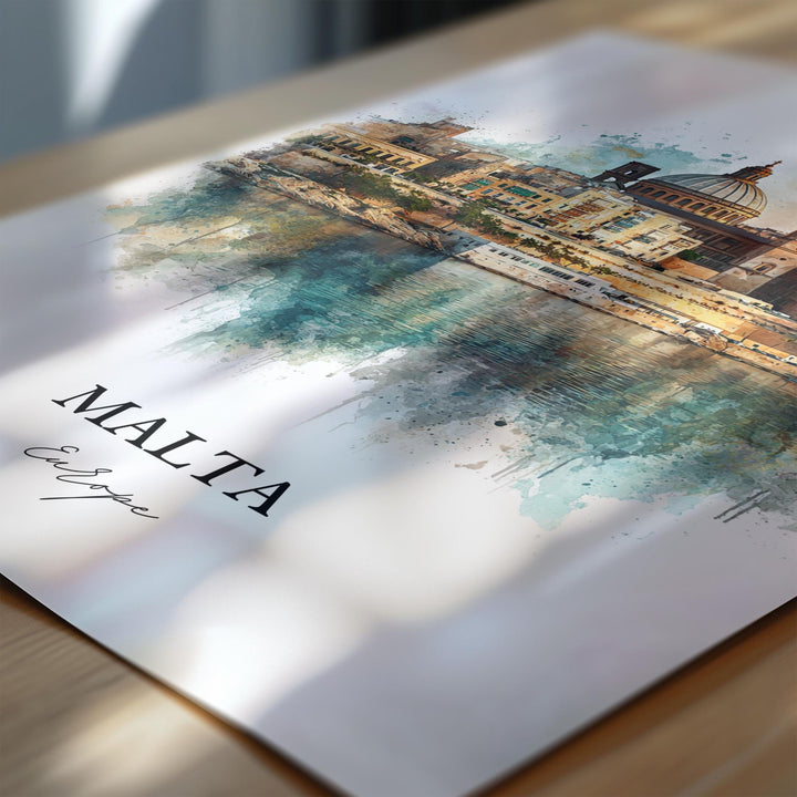 Malta Wall Art, Malta Europe Print, Malta Watercolor Art, Malta Gift, Travel Print, Travel Poster, Housewarming Gift