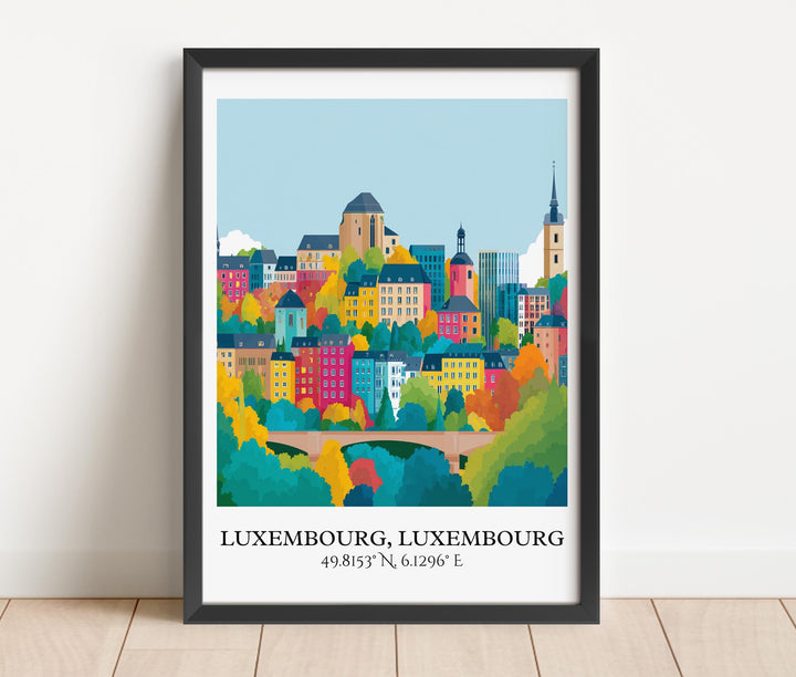 Luxembourg Art, Luxembourg Retro Travel Art, Luxembourg Decor, Luxembourg Gift, Luxembourg Travel Art, Travel Prints, Housewarming Gift