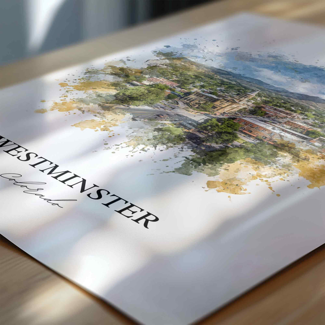 Westminster CO Wall Art, Colorado Print, Colorado Watercolor Art, Westminster CO Gift, Travel Print, Travel Poster, Housewarming Gift