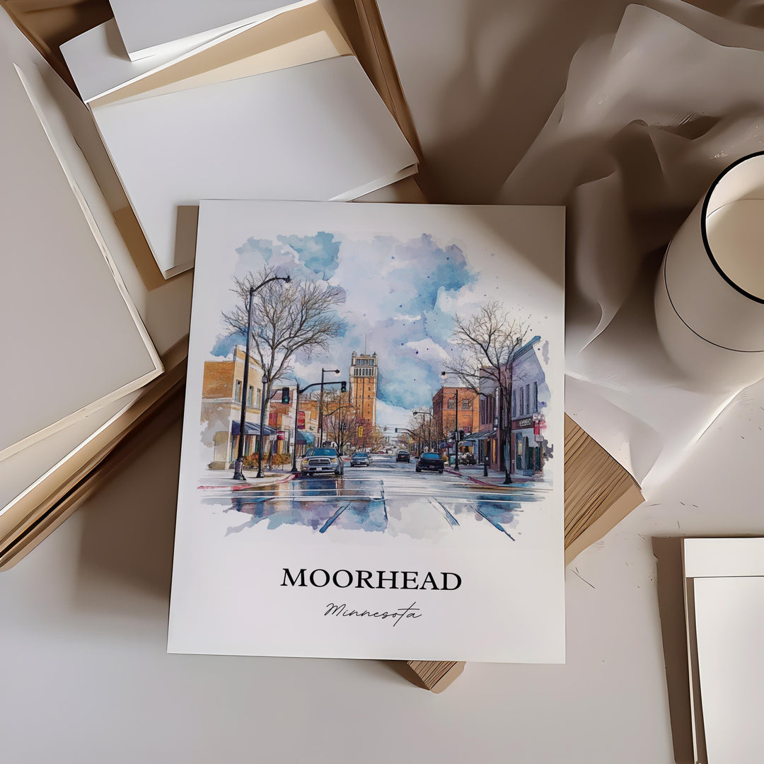 Moorhead, MN, USA – Watercolor Art Print