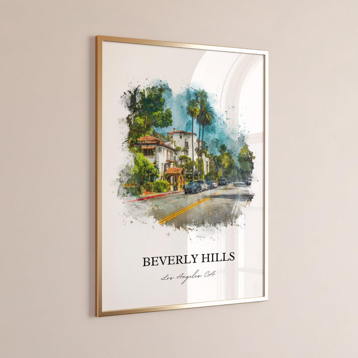 Beverly Hills, California – Watercolor Art Print