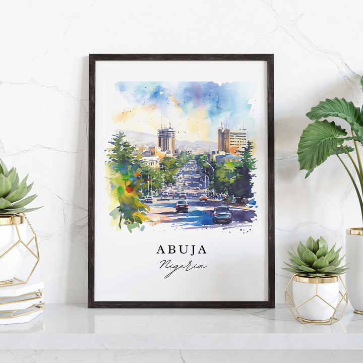 Abuja watercolor wall art - Nigeria, Abuja print, Wedding gift, Birthday present, Custom Text, Perfect Gift