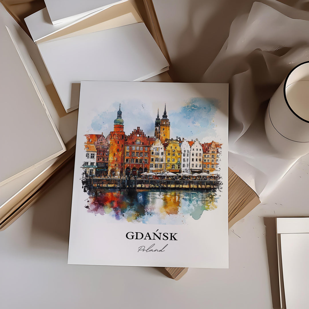 Gdansk Wall Art, Gdansk Print, Poland Watercolor Art, Gdansk Gift, Travel Print, Travel Poster, Housewarming Gift