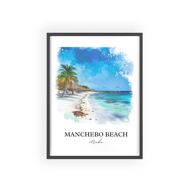 Manchebo Beach Wall Art, Eagle Beach Print, Aruba Watercolor Art, Manchebo Beach Gift, Travel Print, Travel Poster, Housewarming Gift