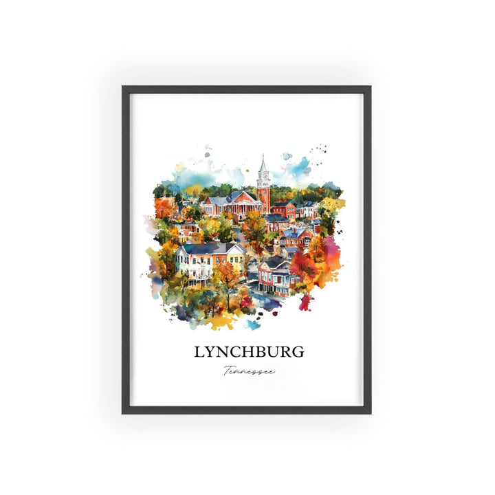 Lynchburg TN Wall Art, Moore County Print, Tennessee Watercolor Art, Lynchburg TN Gift, Travel Print, Travel Poster, Housewarming Gift
