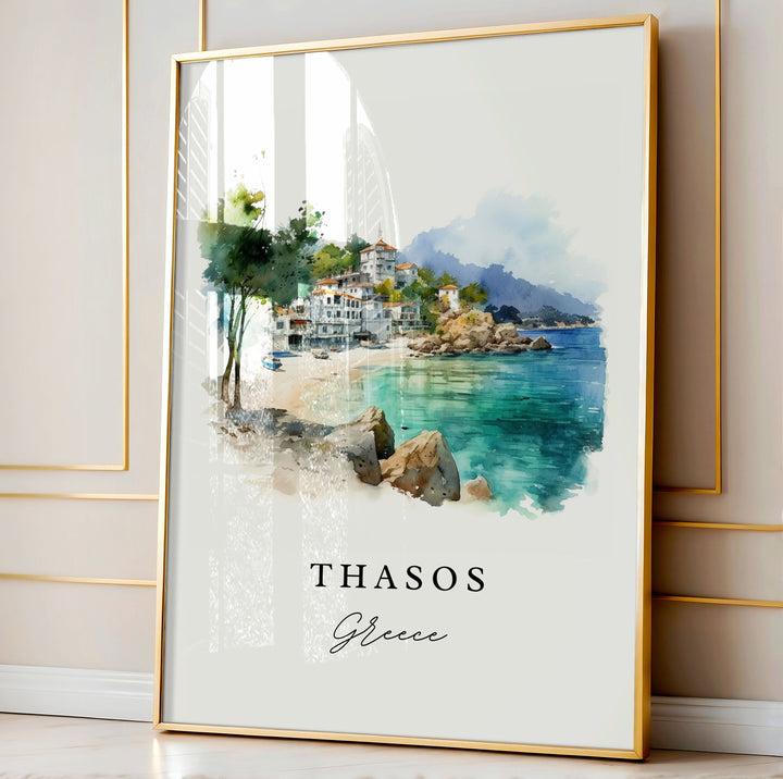 Thasos Greece wall art - Greece, Thasos poster print, Thrace Region Greece gift, Thassos Island Greece, Custom Text, Perfect Gift