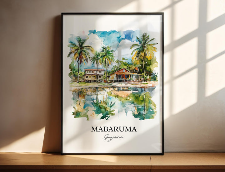 Mabaruma Wall Art, Guyana Print, Guyana Watercolor Art, Mabaruma Guyana Gift, Travel Print, Travel Poster, Housewarming Gift