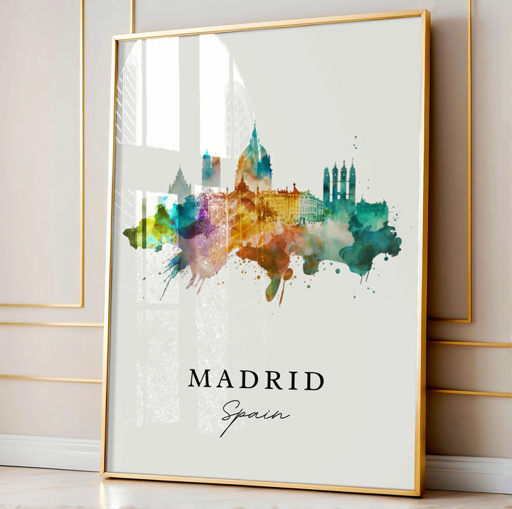 Madrid Spain wall art - Spain, Madird poster, Madrid Wedding gift, Madrid Skyline Espana present, Custom Text, Personalised Gift