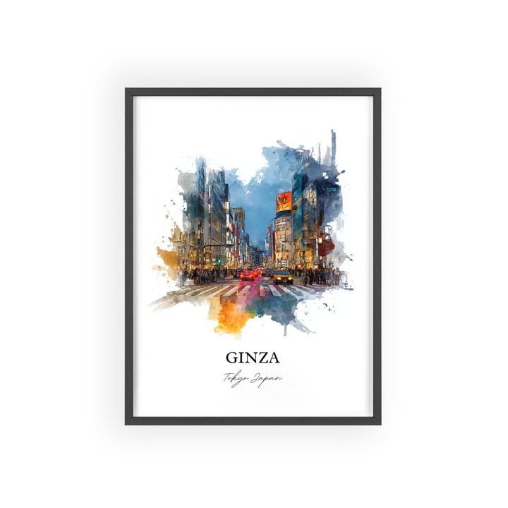 Ginza Tokyo Wall Art, Ginza Print, Ginza Japan Watercolor Art, Ginza Japan Gift, Tokyo Travel Print, Tokyo Travel Poster, Housewarming Gift