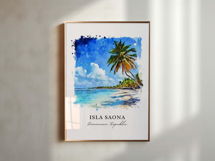 Isla Saona Wall Art, Isla Saona DR Print, Saona Island Watercolor Art, Saona Island Gift,