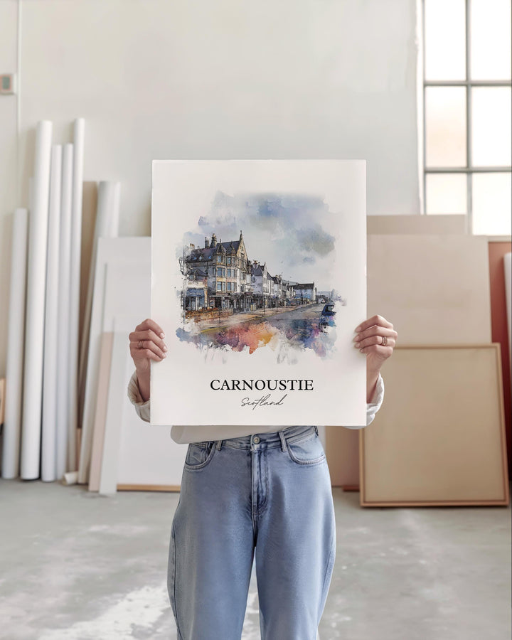 Carnoustie Wall Art, Scotland Print, Scotland Watercolor Art, Carnoustie Scotland Gift, Travel Print, Travel Poster, Housewarming Gift