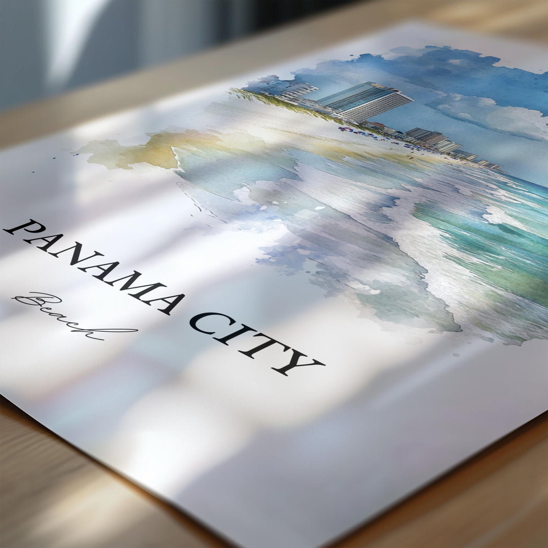 Panama City Beach Wall Art, Florida Beach Print, FL Watercolor, Panama City Beach FL Gift, Travel Print, Travel Poster, Housewarming Gift