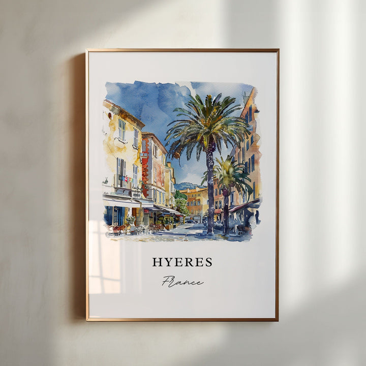 Hyères France Art, Hyères FR Print, Hyeres Watercolor, Mediterranean Coast France Gift,