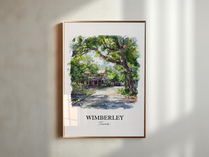 Wimberley TX Wall Art, Hays County Print, Texas Watercolor Art, Wimberley Texas Gift, Travel Print, Travel Poster, Housewarming Gift