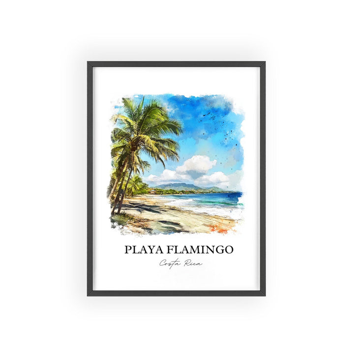 Playa Flamingo Wall Art, Flamingo Beach Print, Costa Rica Watercolor, Playa Flamingo Gift, Travel Print, Travel Poster, Housewarming Gift