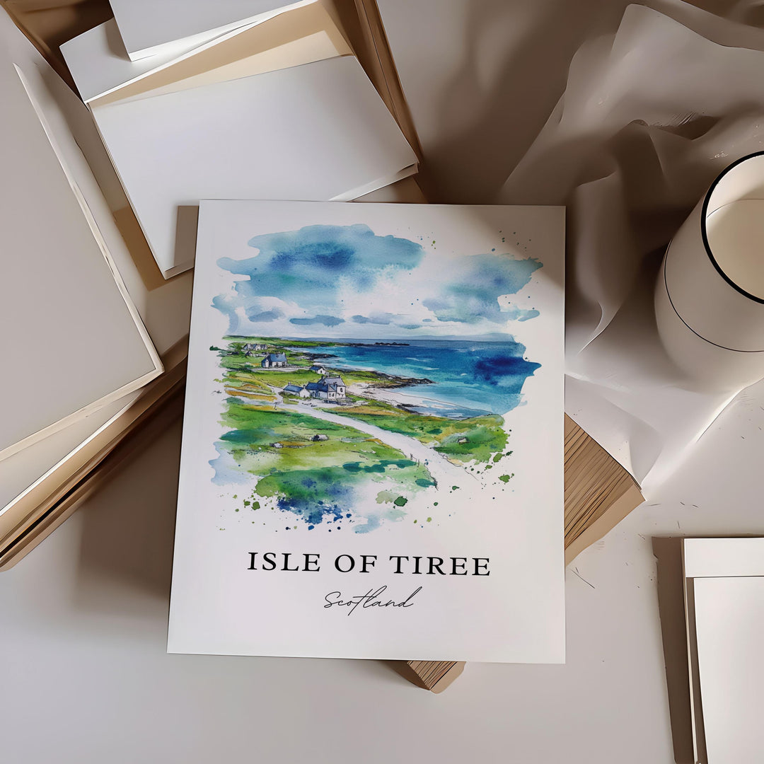 Isle of Tiree Art, Scotland Islands Print, Isle of Tiree Watercolor Art, Inner Hebrides Gift, Travel Print, Travel Poster, Housewarming Gift
