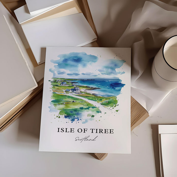 Isle of Tiree Art, Scotland Islands Print, Isle of Tiree Watercolor Art, Inner Hebrides Gift, Travel Print, Travel Poster, Housewarming Gift