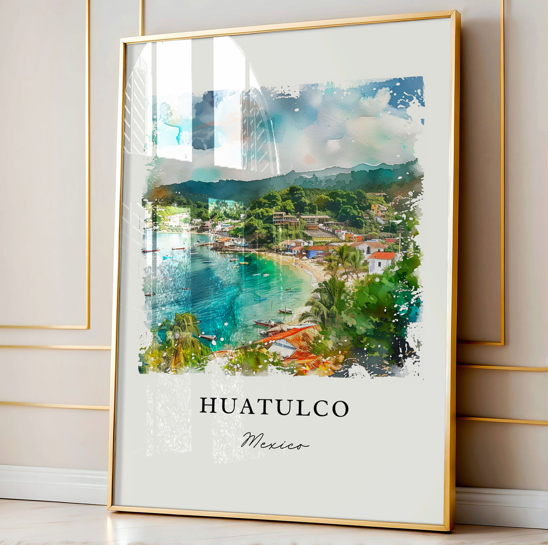 Huatulco Mexico Wall Art, Huatulco MX Print, Huatulco Watercolor, Huatulco Mexico Gift,