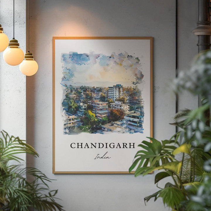 Chandigarh Wall Art, Chandigarh India Print, Punjab Watercolor Art, Chandigarh Gift,