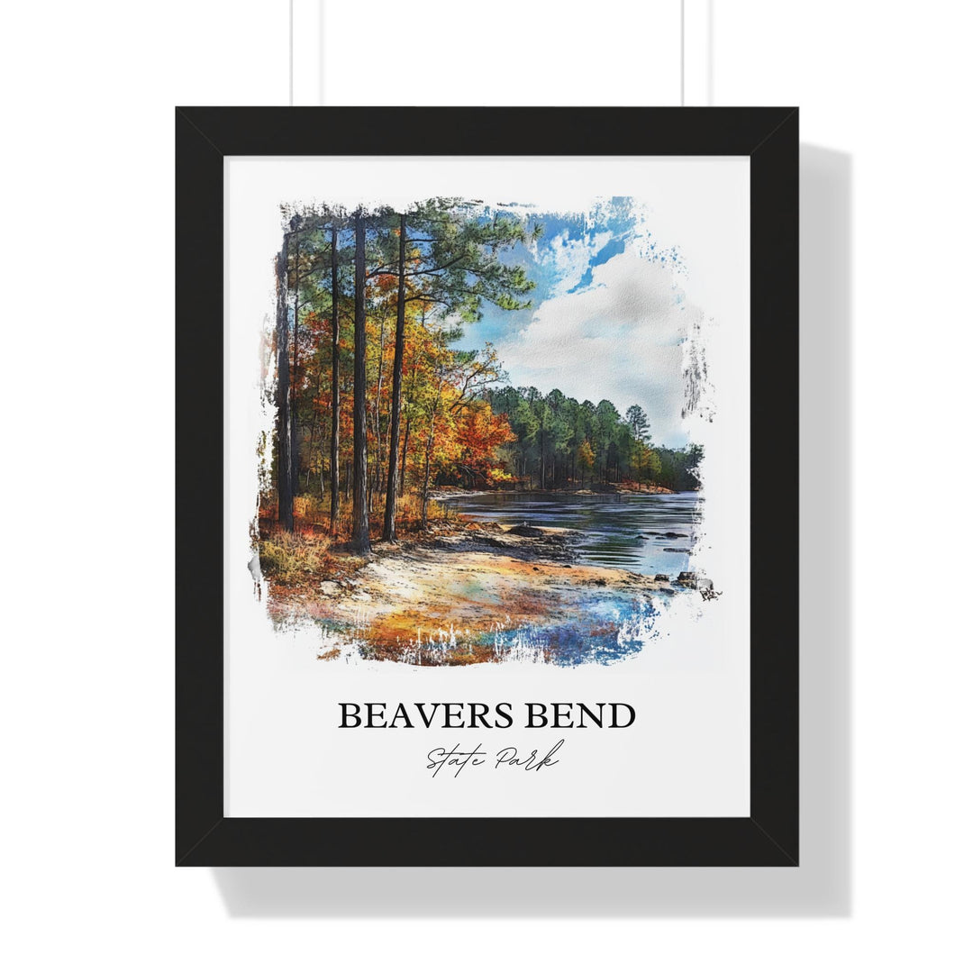 Beavers Bend Park Art, McCurtain County Print, Oklahoma Watercolor Art, Beavers Bend OK Gift, Travel Print, Travel Poster, Housewarming Gift