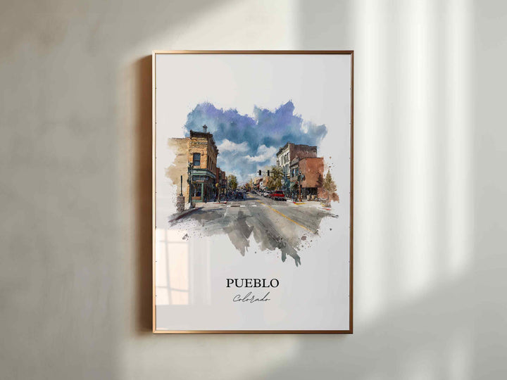 Pueblo CO Wall Art, Pueblo Print, Pueblo Watercolor Art, Pueblo Colorado Gift, Travel Print, Travel Poster, Housewarming Gift