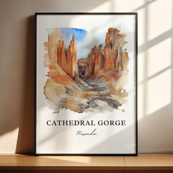 Cathedral Gorge, Nevada, USA – Watercolor Art Print
