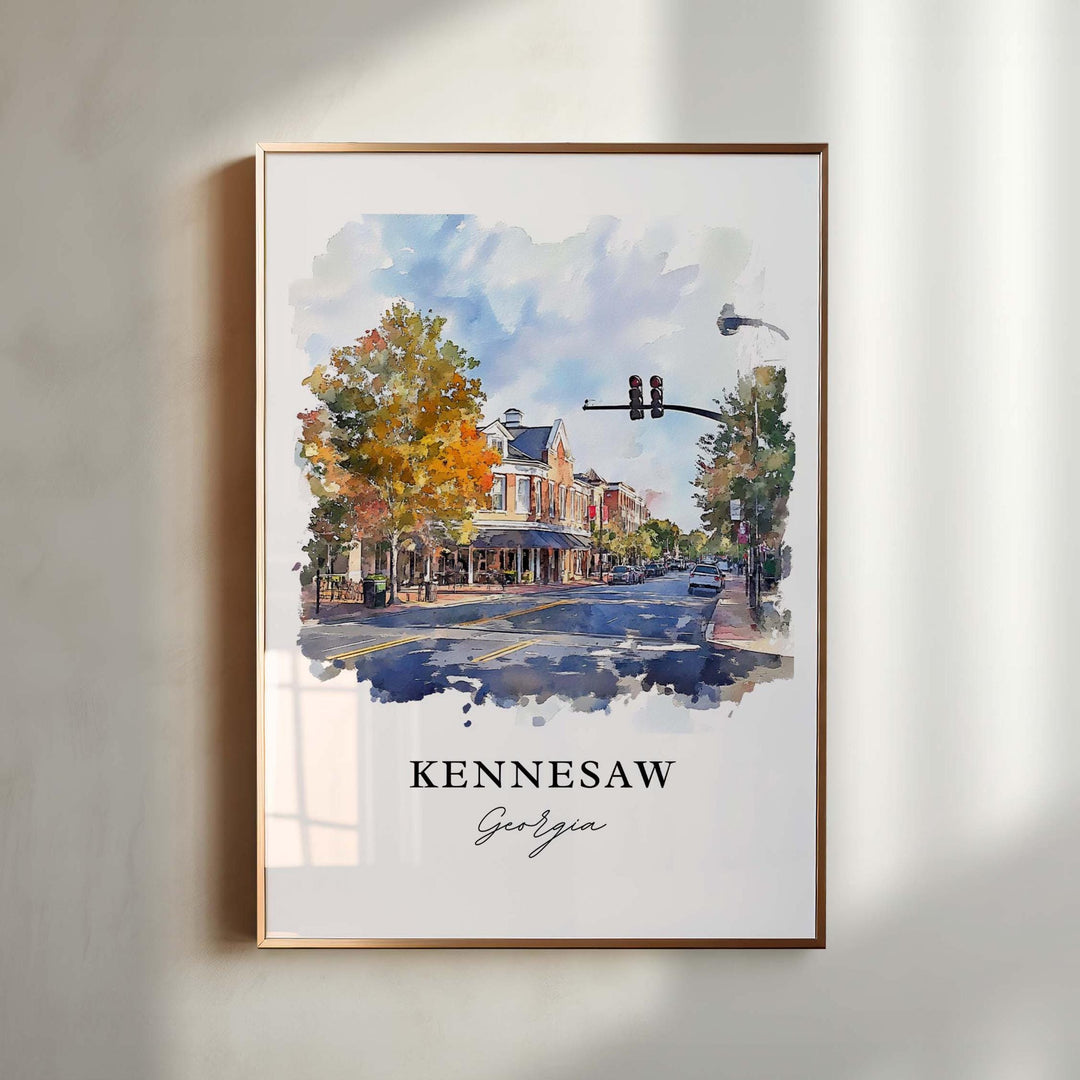 Kennesaw Wall Art, Kennesaw Georgia Print, Atlanta Watercolor Art, Kennesaw GA Gift, Travel Print, Travel Poster, Housewarming Gift