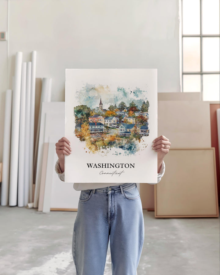 Washington CT Wall Art, Litchfield County Print, Connecticut Watercolor, Washington CT Gift, Travel Print, Travel Poster, Housewarming Gift