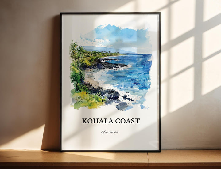 Kohala Coast Wall Art, Big Island Print, Hawaii Watercolor Art, Kohala Coast Gift, Travel Print, Travel Poster, Housewarming Gift